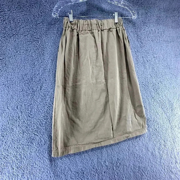 OAK + FORT Women's Khaki Skirt Elastic Waist Draw String Pockets - Size 0 - Picture 7 of 12